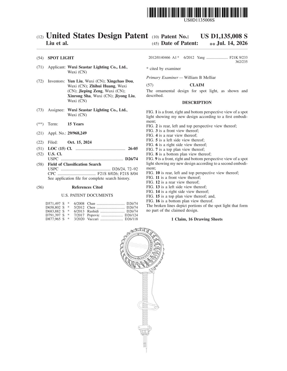 US D1,135,008 S · SPOT LIGHT